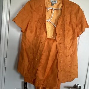 Ladies Orange pants suit new with tags